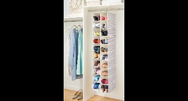 hangkast met 20 vakken – grote hangende kast voor kleding, schoenen en accessoires – praktische opvouwbare kledingkast voor ruimtebesparende opslag – blauw/beige