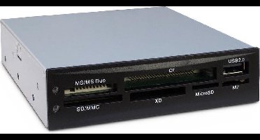 Inter-Tech CI-02 | Interne geheugenkaartlezer | USB 2.0 | 3.5 bay | Ondersteunt CF, SD, microSD, MS, xD | Zwart