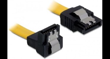SATA datakabel - recht / haaks naar beneden - plat - SATA600 - 6 Gbit/s / geel - 0,50 meter
