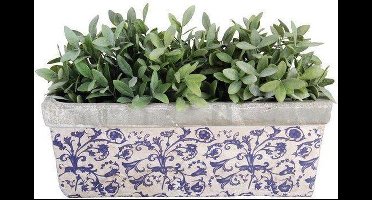 Balkonbak Aged ceramic blauw/wit