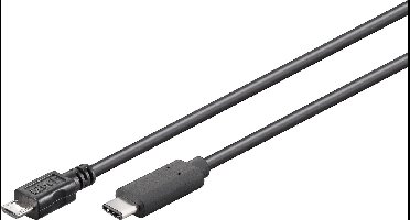 Transmedia USB-C naar USB Micro B kabel - USB2.0 / zwart - 1,8 meter