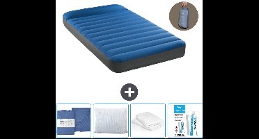 Intex Luchtbed - 1-Persoons - 99 x 191 x 22 cm - Blauw - Inclusief pomp - Hoeslaken - Kussen - Reparatieset en Kussenbeschermer