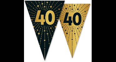 2x Vlaggenlijn 40 jaar zwart / goud 10 meter 2 zijdig bedrukt - Verjaardag Feestje Vlag Vlaggen Versiering Slinger Feestdecoratie Decoratie
