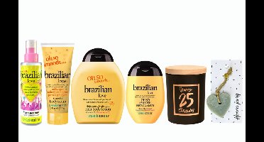 Treaclemoon Cadeauset Brazilian Love Verjaardag 25Jaar - Treaclemoon Brazilian Love Body Mist 150 ml - Treaclemoon Body Scrub Brazilian Love - Treaclemoon Brazilian Love Bodylotion 250 ml - Treaclemoon Handcreme Brazilian Love