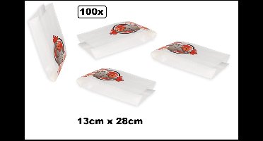 100x Kip grilzak middel 13cm x 28cm - geschikt voor magnetron en oven - grill kip kluiven eten restaurant kippen