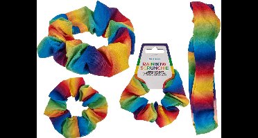 Out of the Blue Haarbandje scrunchie Gay Pride/Regenboog kleuren - haar elastiek