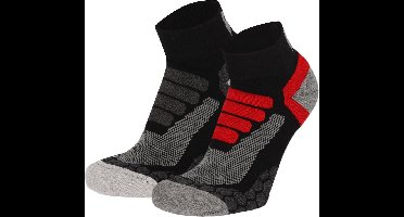 Xtreme Sockswear Quarter Wandelsokken – 2 Paar – Lage Hiking Sokken Unisex – Katoen & Coolmax – Multi Zwart – Maat 39/42