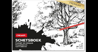 CREAKIT. Schetsboek A3 – 20 Vellen – Tekenpapier – Schtetsblok – Schetsboek voor Kinderen en Volwassenen – 200 grs – Tekenblok – Wit papier