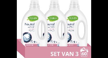 Neutral - Vloeibaar Wasmiddel - Kleur - parfum vrij - 3 flessen - 60 wasbeurten - Voordeelverpakking