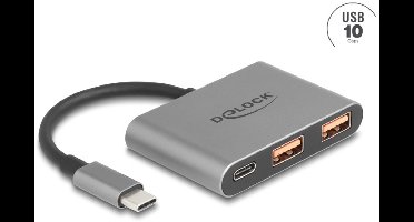 Delock 3 Port USB Hub 10 Gbps with USB Type-C™ to 1 x USB Type-C™ + 2 x USB Type-A