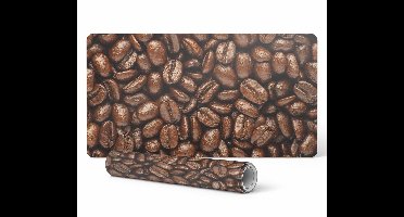 Antislip bureauonderlegger met koffieboonpatroon, detailfoto, 90x45 cm