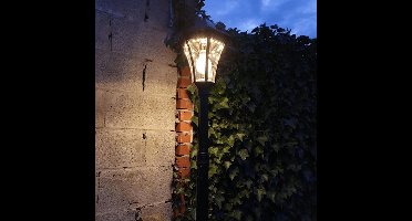 Solar tuinverlichting lantaarnpaal 'Sheffield' - 195 cm - Met schemer- en bewegingssensor - 200 lumen - IP44 - Filament - Lantaarnpaal op zonne-energie - Zwart
