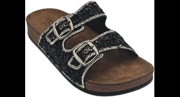 Pienn LuxuryBerussa-Dames Sloffen- Dames Slippers - Luxe Glinsterende Stenen - Dubbele Gesp - Anatomisch Voetbed -Zachte zool- Maat 36-40 - Handgemaakt in Turkije