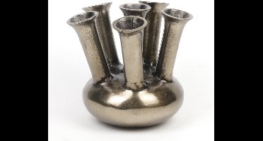 Trompetvaas aluminium Antiek Nikkel 22x22x20cm