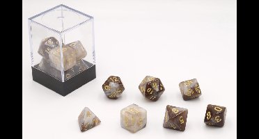 HOT Games dobbelstenen Stardust zwart-wit set van 7 kunststof.