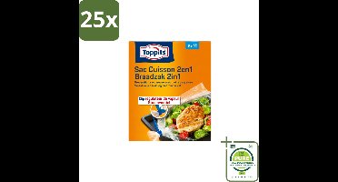25 x Toppits – 2-in-1 Braad- & Stoomzakken – Maat M – 8 Zakjes - Grootverpakking - Vaatwasstrips - Braadzakken Oven - Braadzakken Magnetron - Gezond Koken - Smaakvol Koken - Vetvrij Bakken