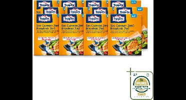 12 x Toppits – 2-in-1 Braad- & Stoomzakken – Maat M – 8 Zakjes - Wasstrips - Braadzak Oven - Stoomzak Oven - Oven Bakken - Magnetron Bakken - Vetvrije Bakken