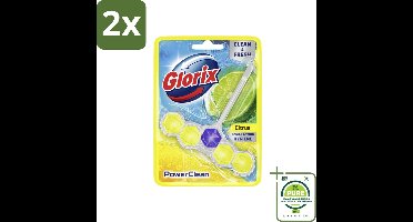 Glorix - Toiletblok - Power Clean Citroen - Fris & Citroen - 1 blok - Voordeelverpakking - 2 stuks - Toiletblok - Toilet schoonmaken