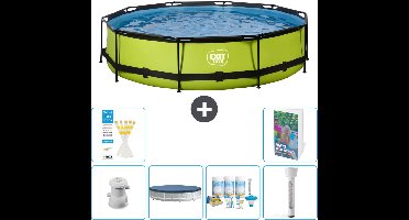 EXIT Rond Lime Frame Zwembad - 360 x 76 cm - Inclusief Pomp - Afdekzeil - Onderhoudspakket - Thermometer - 7-delig