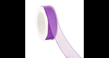 Wired organzalint Paars – 38 mm × 20 m – Organza