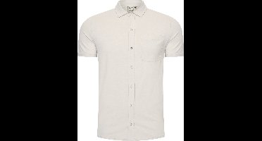 Mario Russo Korte Mouwen Overhemd - Overhemd heren - Polo Shirt Heren - t shirt heren - M - Steen Grijs