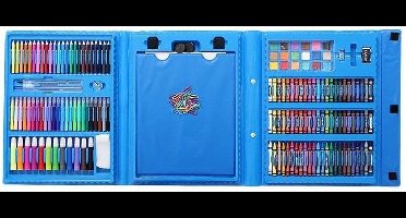 Northix Art Box voor kinderen - 176-delige set met stiften en potloden - Blauw