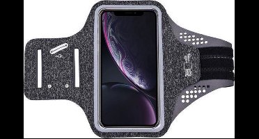 Geschikt voor iPhone Xr hardloop telefoonhouder – armband - sportband - van stof - Zwart