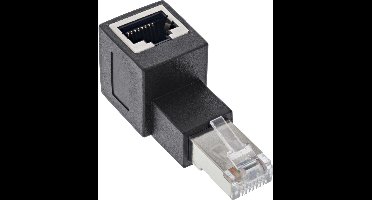 STP CAT6a 10 Gigabit RJ45 haakse adapter - haaks naar beneden / zwart