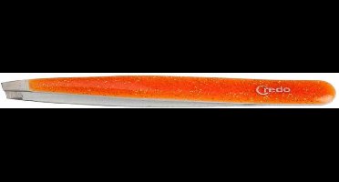 Credo Glitterpincet – RVS – Schuin – Oranje – 9,5 cm