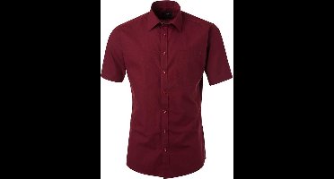 Daiber Herenshort Poplin Shirt met korte mouwen (Wijn)