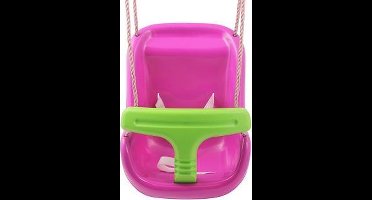 Baby Schommelzitje Luxe Roze/Limoengroen PP touwen