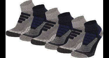 Xtreme Sockswear Quarter Wandelsokken – 6 Paar – Lage Hiking Sokken Unisex – Katoen & Coolmax – Multi Blauw – Maat 35/38
