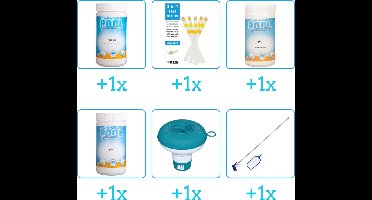Zwembad Onderhoudspakket - Onderhoud Zwembad - bevat Chloor - Testrips - PH-min - PH-plus - Chloordrijver en Schoonmaakset (6-delig)