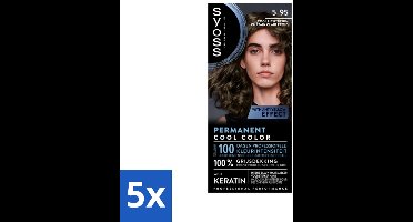 5 x SYOSS - Permanent Coloration 5-95 - Haarverf - Permanente Haarkleuring - Cool Lichtbruin - Grijsdekking - Vermindert Haarbreuk - Haarverf - Permanent Coloration - Cool Lichtbruin - Grijsdekking - Haarverf Met Keratine