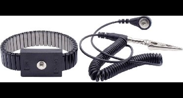 Quadrios ESD-armband Zwart Drukknop 4 mm