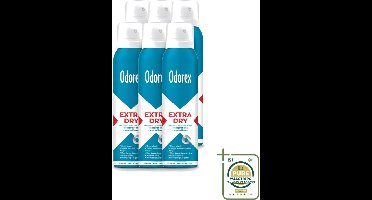 6 x Odorex – Anti-transpirant spray – Extra Dry Regular – 150 ml - Anti-transpirant Spray - Extra Droge Oksels - Meerdaagse Bescherming - Transpiratiegeur - Huidvriendelijk