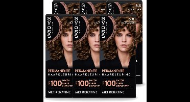 6 x SYOSS - Coloration 5-8 Hazelnootbruin - Haarverf - Grijsdekking - Vermindert Haarbreuk - Voordeelverpakking - 6 stuks