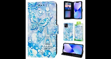 Green On 3D Print Wallet Case Paris Butterfly For Honor Play 6T - Meerkleurig