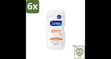 Sanex Zero% - Douchegel - Verzorgend - Natuurlijke Ingrediënten - Droge Huid - 400 ml - Voordeelverpakking - 6 stuks - Natuurlijke ingrediënten - Droge huid