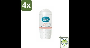 Odorex Deodorant Roller 0% 50 ml - Voordeelverpakking - 4 stuks - 0% parfum - 0% alcohol