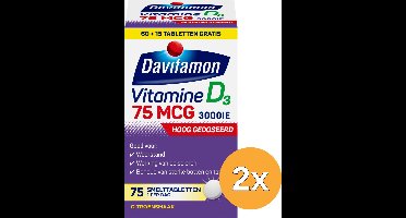 2x Davitamon Vitamine D3 75Mcg (75 tabletten)
