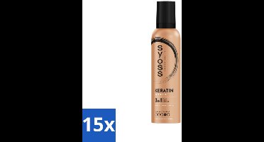 15 x Syoss - Keratin - Haarmousse - Versterkt Haarvezels - 250 ml - Haarversterking - Haarmousse - Styling - Haarverzorging - Keratine