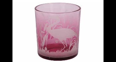 Theelichthouder Flamingo Fuchsia 7x7xh8c M Glas