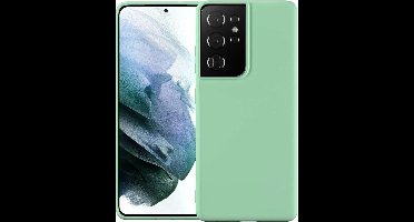 Hoesje Geschikt Voor Samsung Galaxy S21 Ultra hoesje - S21 Ultra hoesje Licht Groen - Hoesje Geschikt Voor Samsung Galaxy S21 Ultra hoesje Nano Liquid siliconen Backcover- hoesje Hoesje Geschikt Voor Samsung Galaxy S21 Ultra