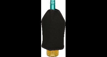 5Five Wijnfles koeler/koelelement hoes - zwart - 22 cm - Flessenkoeler - Wijnkoeler