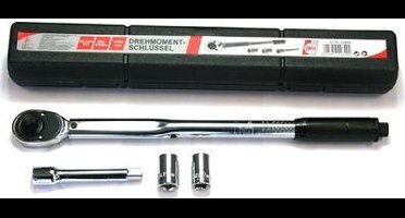 Momentsleutel met ratelmechanisme, 100 mm verlengstuk en polypropyleendoppen 17/19 mm voor auto en motorfiets wielwissel