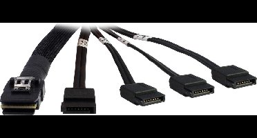 Inter-Tech SATA-kabels 4x SATA - 1x SFF-8087 Cross-Over Cable, 6 Gbit/s, 0.65m, Black