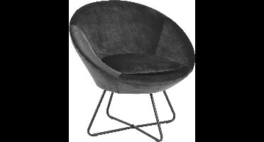 Fauteuil Cezar - Donkergrijs/zwart - Actona - Fauteuil - Grijs - Velours