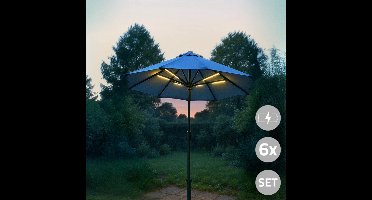 Parasolverlichting led strip set op batterij - 6 led strips - Parasol lamp - Warm wit licht