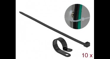 Tie-wraps met montageklem | 300 x 7,2mm | zwart | 10 stuks